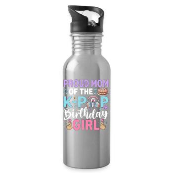 Proud Mom of The K-Pop Birthday Girl - Trinkflasche mit integriertem Trinkhalm - Lightsilver - Rechts