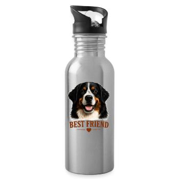 Bernese Mountain Dog Best Friend Dog Owner Dogs - Water bottle with straw - silver - Right