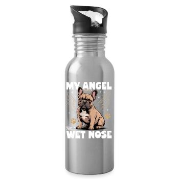 Bouledogue français Race de chien Frenchie - Gourde avec paille intégrée - argent clair - Droite