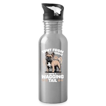Bouledogue français Race de chien Frenchie - Gourde avec paille intégrée - argent clair - Droite