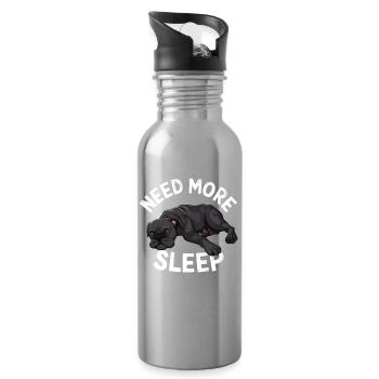 Need More Sleep Dog Motif for Dog Lovers and - Water bottle with straw - silver - Right