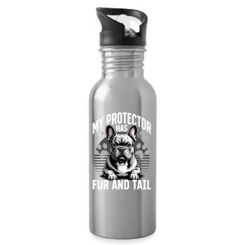 Bouledogue français Race de chien Frenchie - Gourde avec paille intégrée - argent clair - Droite