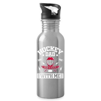 Papa hockey, ne joue pas avec moi - Gourde avec paille intégrée - argent clair - Droite