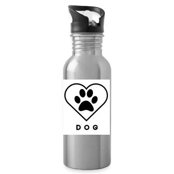 Dog Love Paws Heart Large - Water bottle with straw - silver - Right