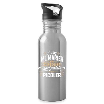 Je Vais Me Marier - Mes Potes Pour Picoler - EVG - Gourde avec paille intégrée - argent clair - Droite