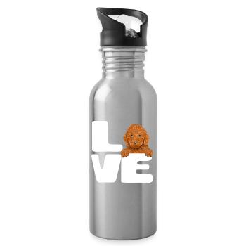 Welpenliebestypografie - Trinkflasche mit integriertem Trinkhalm - Lightsilver - Rechts