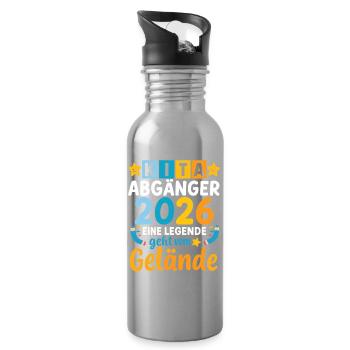 Kita Abgänger 2026 Eine Legende Geht Vom Gelände  - Trinkflasche mit integriertem Trinkhalm - Lightsilver - Rechts