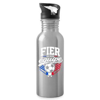 Fier de mon Équipe - Supporter Football France - Gourde avec paille intégrée - argent clair - Droite