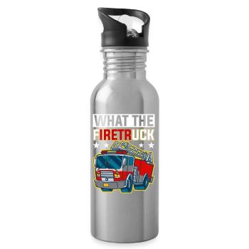 Quel est le camion de pompiers Cartoon Camion de pompiers - Gourde avec paille intégrée - argent clair - Droite
