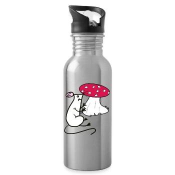 Champignons souris - Gourde avec paille intégrée - argent clair - Droite