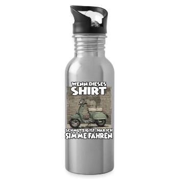 Nostalgie Simson T– Zweitakt-Liebe für Simson-Besi - Trinkflasche mit integriertem Trinkhalm - Lightsilver - Rechts