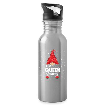 Queen Gnome Regal Hat Design - Water bottle with straw - silver - Right