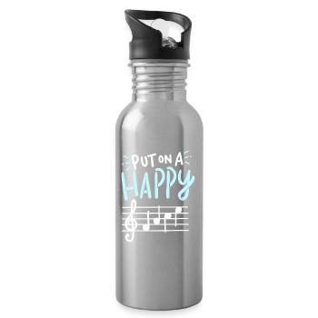 Leg eine fröhliche Melodie auf - Trinkflasche mit integriertem Trinkhalm - Lightsilver - Rechts