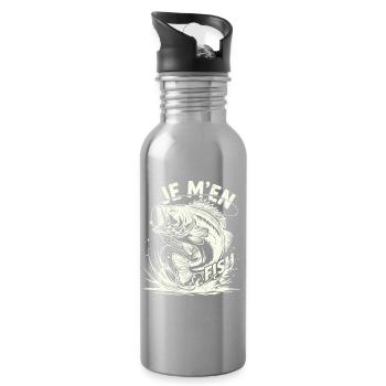 I Fish Fisherman Humor Retro Fish - Water bottle with straw - silver - Right