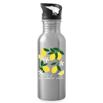 La Dolce Vita Zitronen - Trinkflasche mit integriertem Trinkhalm - Lightsilver - Rechts