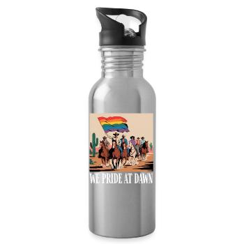 Pride at Dawn: Western Flag Ride - Trinkflasche mit integriertem Trinkhalm - Lightsilver - Rechts
