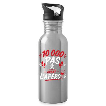 10 000 Pas Avant l'Apéro - Gourde avec paille intégrée - argent clair - Droite