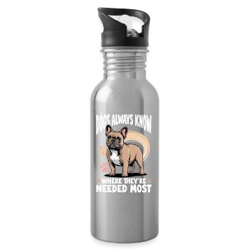 Bouledogue français Race de chien Frenchie - Gourde avec paille intégrée - argent clair - Droite