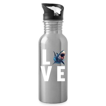 Great White Shark Great White Shark - Water bottle with straw - silver - Right