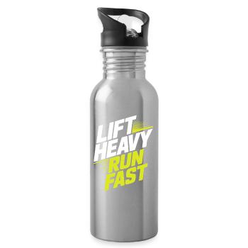 Lift Heavy Run Fast Gym Kraftsport Workout Fitness - Trinkflasche mit integriertem Trinkhalm - Lightsilver - Rechts