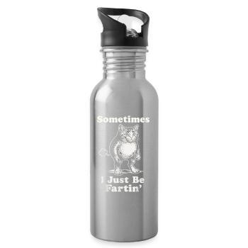 Sometimes the cat farts - Water bottle with straw - silver - Right