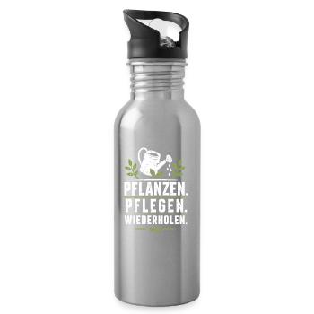 Pflanzen Pflegen Garten Shirt - Trinkflasche mit integriertem Trinkhalm - Lightsilver - Rechts
