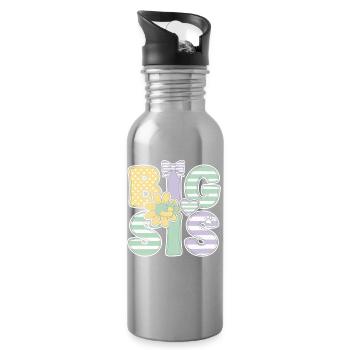 Gender Reveal Big Sis Baby Shower Big Sister - Water bottle with straw - silver - Right