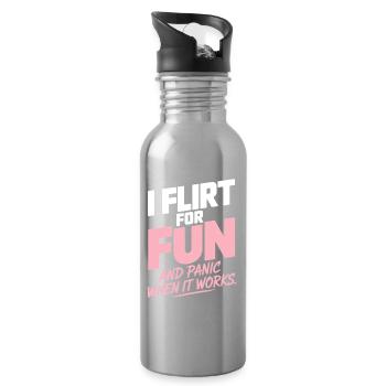 I Flirt For Fun Dating Flirt Anmachspruch Single - Trinkflasche mit integriertem Trinkhalm - Lightsilver - Rechts