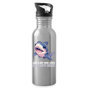 Great White Shark Great White Shark - Water bottle with straw - silver - Right