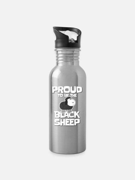 Abi Black Sheep Graduation Vintage - Water bottle with straw - silver