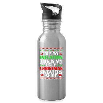 Wegen der Inflation hässliches Weihnachtshemd - Trinkflasche mit integriertem Trinkhalm - Lightsilver - Rechts