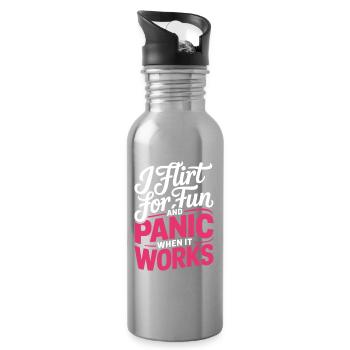 I Flirt For Fun Dating Flirt Anmachspruch Single - Trinkflasche mit integriertem Trinkhalm - Lightsilver - Rechts