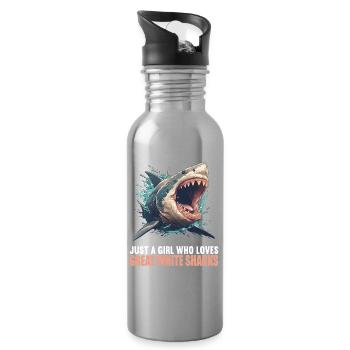 Great White Shark Great White Shark - Water bottle with straw - silver - Right