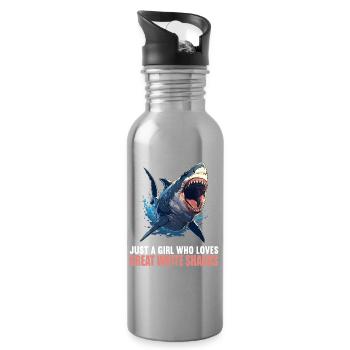 Great White Shark Great White Shark - Water bottle with straw - silver - Right