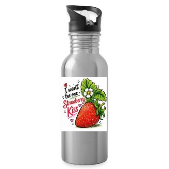 Strawberry Kiss  - Trinkflasche mit integriertem Trinkhalm - Lightsilver - Rechts