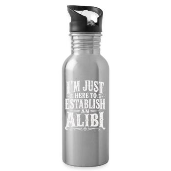 Ich bin hier, Alibi zu schaffen - Trinkflasche mit integriertem Trinkhalm - Lightsilver - Rechts