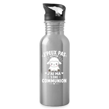 J'peux pas j'ai ma 1ère communion - Gourde avec paille intégrée - argent clair - Droite