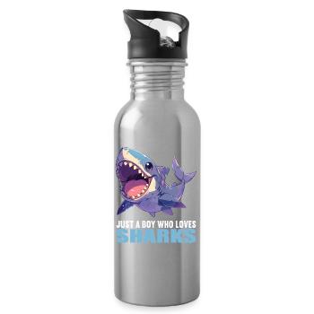 Haie Hai - Trinkflasche mit integriertem Trinkhalm - Lightsilver - Rechts