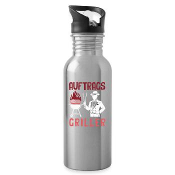 Auftragsgriller Lustiger Grillmeister Mafia BBQ - Trinkflasche mit integriertem Trinkhalm - Lightsilver - Rechts