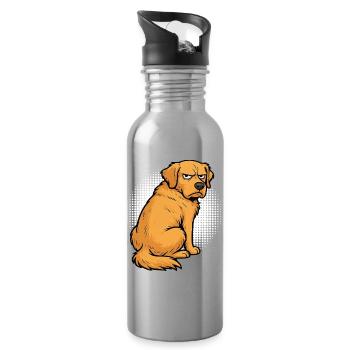 Golden Retriever Goldie Goldiebesitzer Goldies - Trinkflasche mit integriertem Trinkhalm - Lightsilver - Rechts