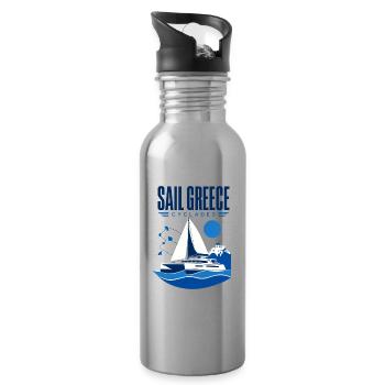 Sailing Gifts for Men, Sail Greece Cyclades Catama - Water bottle with straw - silver - Right