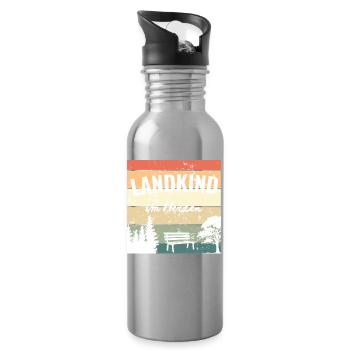 Landkind im Herzen – Retro Heimatliebe - Trinkflasche mit integriertem Trinkhalm - Lightsilver - Rechts