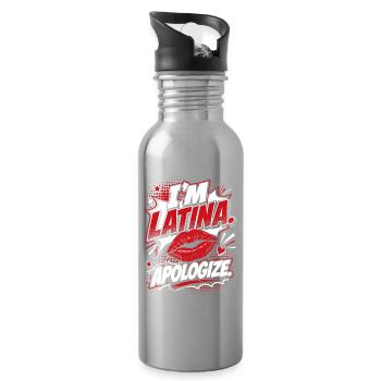 Ich Latina Entschuldige Comic - Trinkflasche mit integriertem Trinkhalm - Lightsilver - Rechts