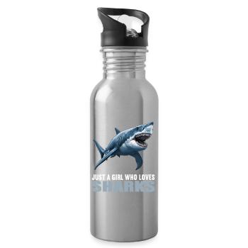 Sharks Shark - Water bottle with straw - silver - Right