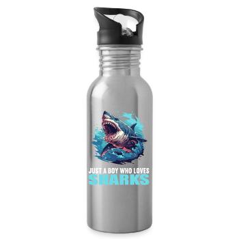 Haie Hai - Trinkflasche mit integriertem Trinkhalm - Lightsilver - Rechts