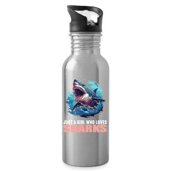 Sharks Shark - Water bottle with straw - silver - Right