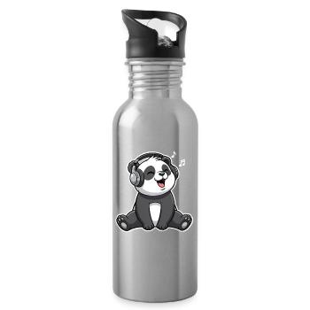 Panda Musik - Trinkflasche mit integriertem Trinkhalm - Lightsilver - Rechts