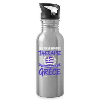 Besoin de Grèce Pas de thérapie - Gourde avec paille intégrée - argent clair - Droite