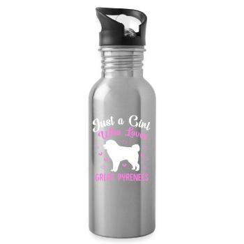 Chien des Pyrénées - Gourde avec paille intégrée - argent clair - Droite