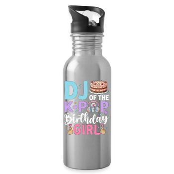 DJ Of The K-Pop Birthday Girl - Water bottle with straw - silver - Right